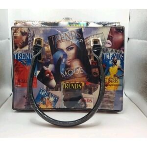 Vtg Trends Handbag Satchel Glossy Fashion Magazine Print Handbag Funky‎ Artsy